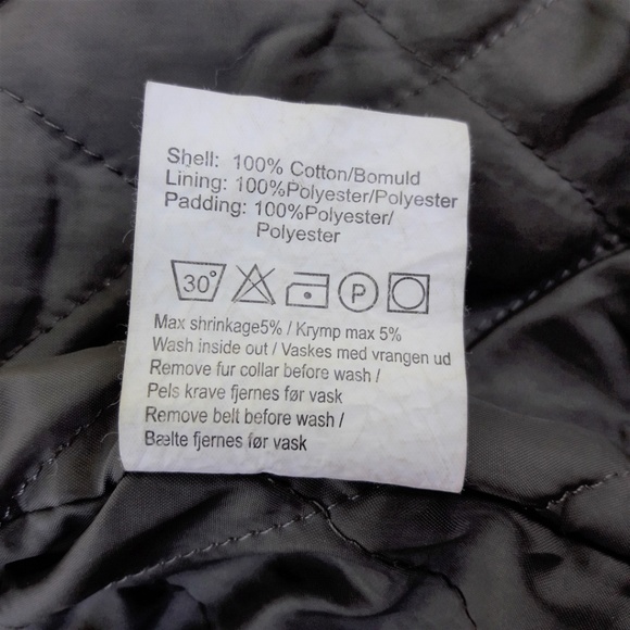 Vila Jacket DK Denmark Cargo Safari Leather Removable Fur Collar Quilt Lined S - Picture 8 of 8